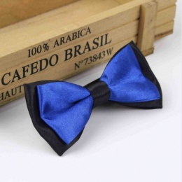 Boys Black & Royal Blue Satin Bow Tie with Adjustable Strap